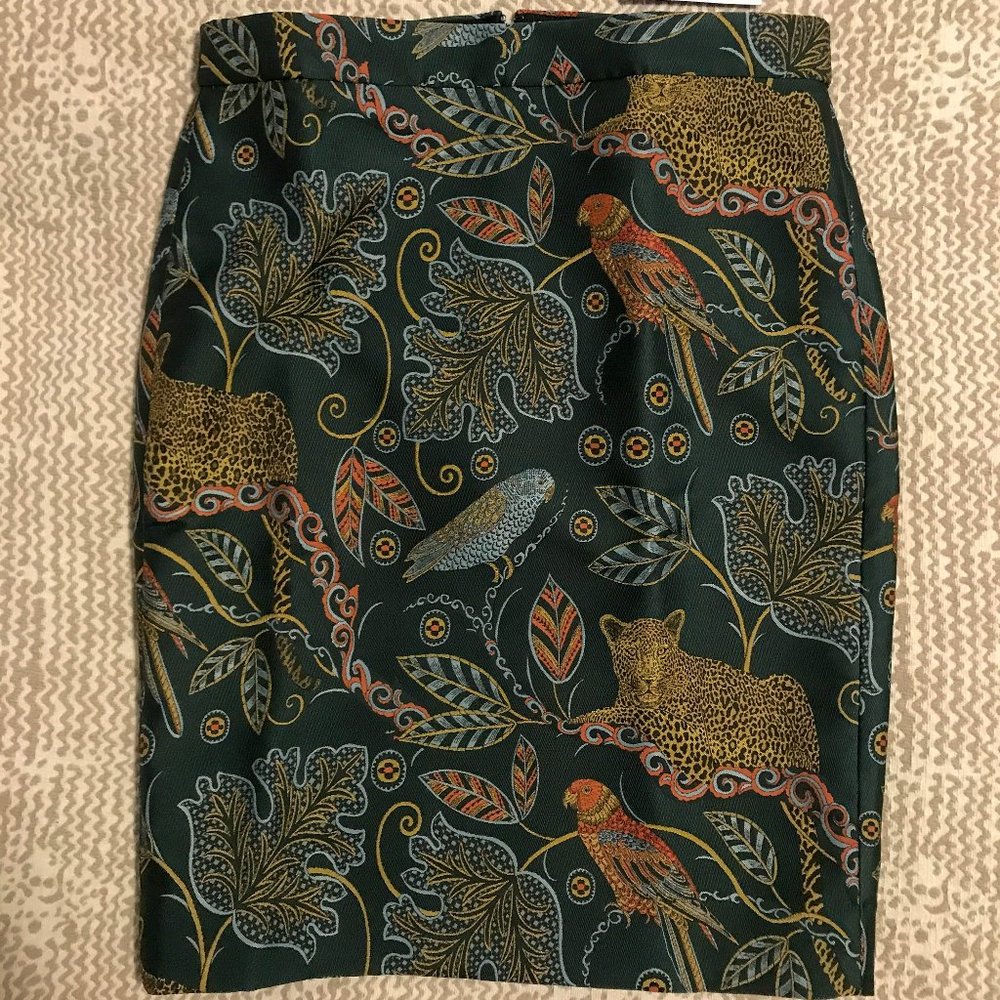 NWT J. Crew No.2 Pencil Skirt Ornate Jungle Print Size 8